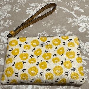 Coach Floral Yellow and Cream Wristlet